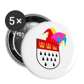 Köln Karneval - Buttons groß 56 mm (5er Pack) - Weiß - Vorne