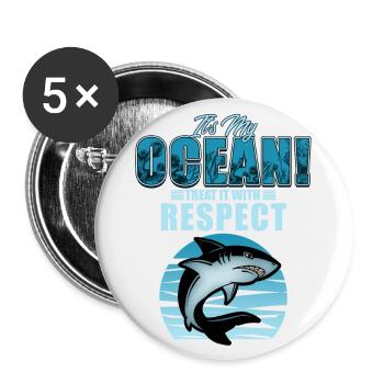 shark - Buttons large 2.2''/56 mm (5-pack) - white - Front