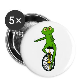 Einrad, Einrad Frosch - Buttons groß 56 mm (5er Pack) - Weiß - Vorne