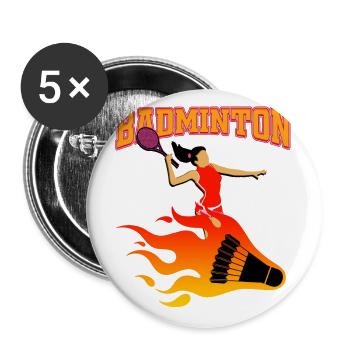 Badminton - Buttons groß 56 mm (5er Pack) - Weiß - Vorne