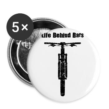 Life Behind Bars Fahrradfahrer Rad Biker MTB Gesch - Buttons groß 56 mm (5er Pack) - Weiß - Vorne