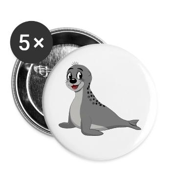 Sceau de moineau pour les amoureux du bas allemand - Lot de 5 grands badges (56 mm) - blanc - Devant