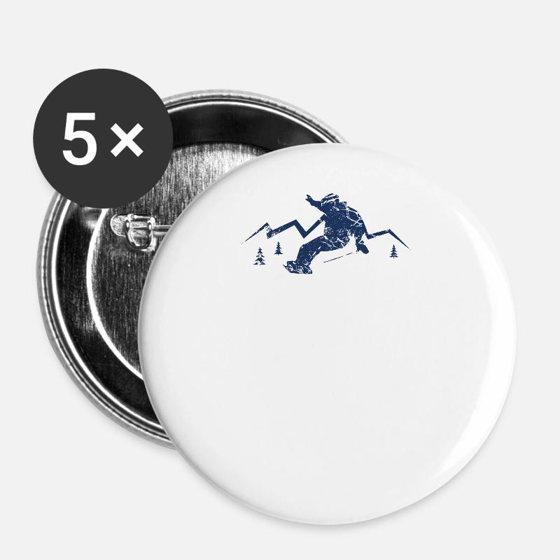 Snowboard snowboarder snowboarding snowboarding - Buttons large 2.2''/56 mm (5-pack) - white