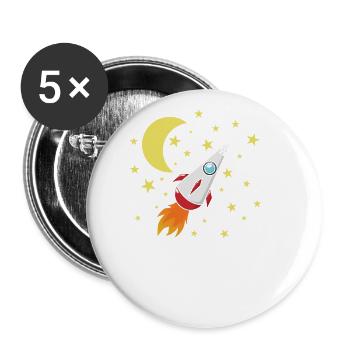 Scolarisation Des sacs d’école fusée - Lot de 5 grands badges (56 mm) - blanc - Devant
