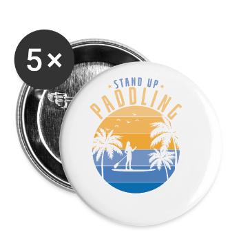 Stand up paddle vacances sous les palmiers - Lot de 5 grands badges (56 mm) - blanc - Devant