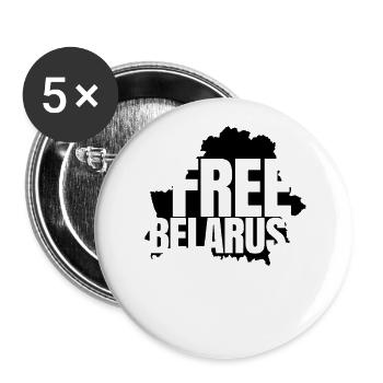 Free Belarus Weißrussland Frei Diktatur Befreien - Buttons groß 56 mm (5er Pack) - Weiß - Vorne