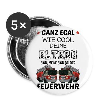 Coole Eltern Feuerwehr Feuerwehrmann Feuerwehrauto - Buttons groß 56 mm (5er Pack) - Weiß - Vorne