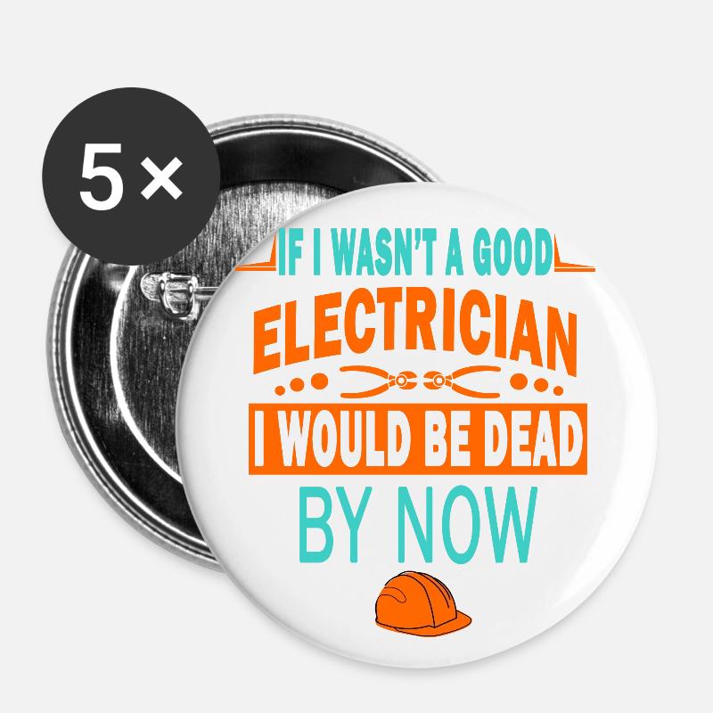 Electrician, Electrician Electricity, Electronics Technician - Buttons large 2.2''/56 mm (5-pack) - white