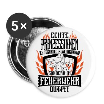 Feuerwehrfrau Freiwillige Feuerwehr Ehrenamt - Buttons groß 56 mm (5er Pack) - Weiß - Vorne