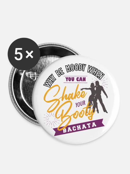 Bachata, Bachata Musik, tango - Buttons groß 56 mm (5er Pack) - Weiß