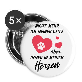 Hundehalter Immer in Meinem Herzen Hundeliebhaber - Buttons groß 56 mm (5er Pack) - Weiß - Vorne
