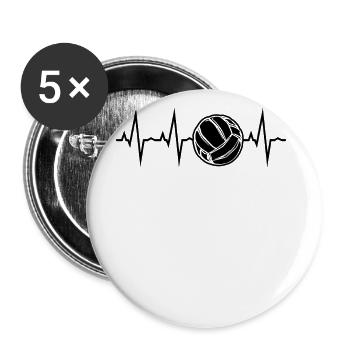 Volleyball heartbeat volleyball player volleyball game - Buttons large 2.2''/56 mm (5-pack) - white - Front
