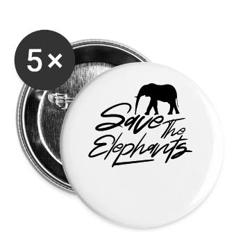 Save the Elephants Elephant Rescue Animal Welfare - Buttons large 2.2''/56 mm (5-pack) - white - Front