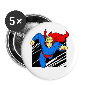 Super-héros - Lot de 5 grands badges (56 mm) - blanc - Devant