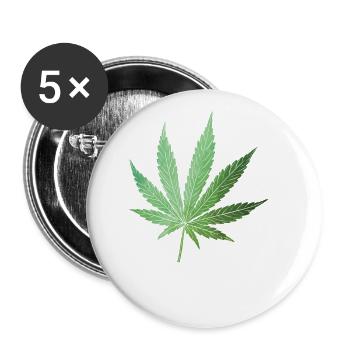 Marijuana Cannabis Leaf - Buttons large 2.2''/56 mm (5-pack) - white - Front