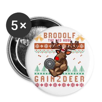 Christmas Gym, Christmas Gym ugly gym, Gainzdeer - Lot de 5 grands badges (56 mm) - blanc - Devant