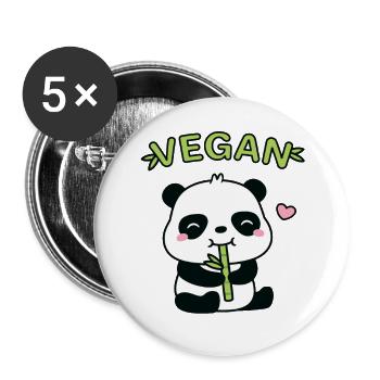 Cute Little Panda Eating Bamboo Shoot vegan - Buttons large 2.2''/56 mm (5-pack) - white - Front