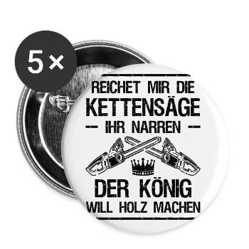 Waldarbeiter Holzfäller Kettensäge Geschenk Forstw - Buttons groß 56 mm (5er Pack) - Weiß - Vorne