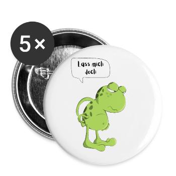 Lass mich doch Frosch Morgenmuffel Müde Kröte Frog - Buttons groß 56 mm (5er Pack) - Weiß - Vorne