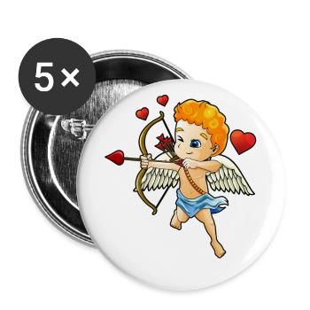 Valentines Day Cupid - Buttons large 2.2''/56 mm (5-pack) - white - Front