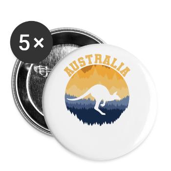 Australien Australia Känguru - Buttons groß 56 mm (5er Pack) - Weiß - Vorne