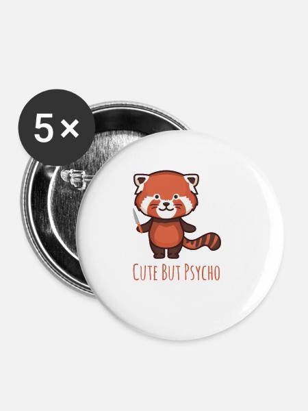 Süß aber psycho - Roter Panda mit Messer - Buttons/Badges stor, 56 mm (5-pack) - hvid