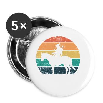 Indianer Ureinwohner Amerikas auf einem Pferd - Buttons groß 56 mm (5er Pack) - Weiß - Vorne