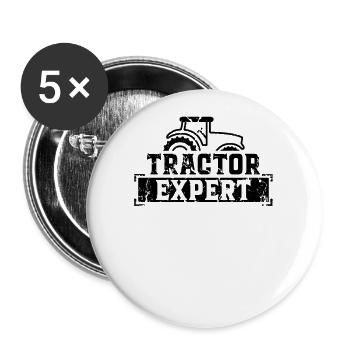 Tracteur expert tracteur - Lot de 5 grands badges (56 mm) - blanc - Devant
