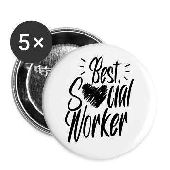 Best Social Worker Social Work Social Work - Buttons large 2.2''/56 mm (5-pack) - white - Front