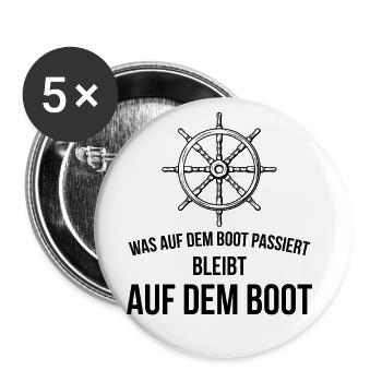 Segler Was Auf Dem Boot Passiert Bleibt Auf dem Bo - Buttons groß 56 mm (5er Pack) - Weiß - Vorne