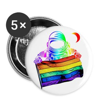 LGBTQ Flagge Astronaut - LGBTQ - Buttons groß 56 mm (5er Pack) - Weiß - Vorne