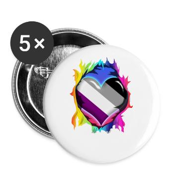 LGBTQ Pride Heart - Asexual - Buttons large 2.2''/56 mm (5-pack) - white - Front