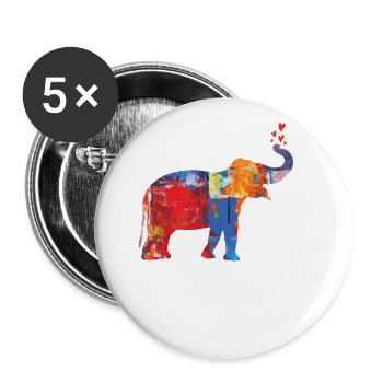 Éléphant Art comme toile - Lot de 5 grands badges (56 mm) - blanc - Devant