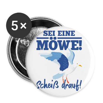 Ostsee Sei Eine Möwe Scheiß Drauf Moin Urlaub Küst - Buttons groß 56 mm (5er Pack) - Weiß - Vorne