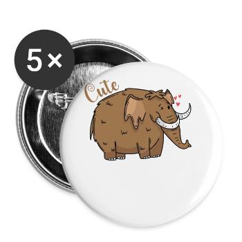 Mammut ist verliebt - Buttons groß 56 mm (5er Pack) - Weiß - Vorne