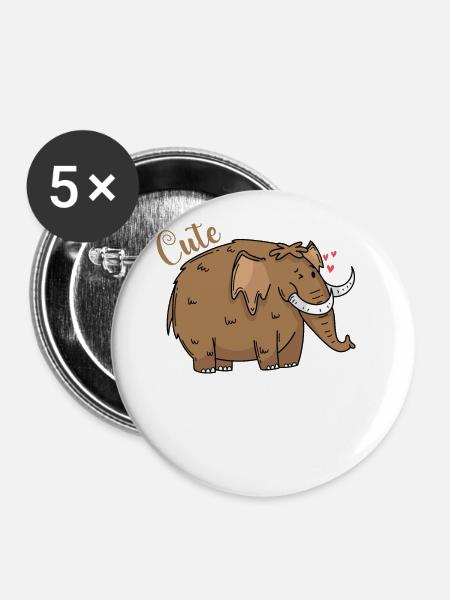 Mammut ist verliebt - Buttons groß 56 mm (5er Pack) - Weiß