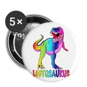 LGBT Dinosaurier - LGBTQ Stolz - Buttons groß 56 mm (5er Pack) - Weiß - Vorne