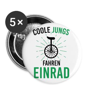 Radsport Coole Jungs Fahren Einrad Unicycle Einrad - Buttons groß 56 mm (5er Pack) - Weiß - Vorne