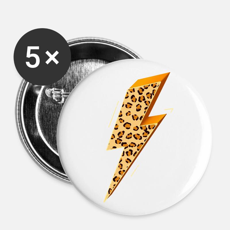 Lightning, Lightning Bolt, Lightning Strike, - Buttons large 2.2''/56 mm (5-pack) - white