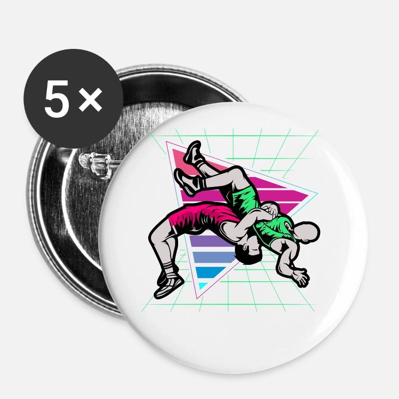 Wrestling, Wrestling Wrestler, 2021, - Buttons large 2.2''/56 mm (5-pack) - white