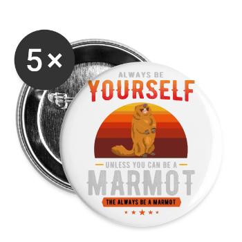 marmot, marmot groundhog, groundhog day, - Buttons large 2.2''/56 mm (5-pack) - white - Front