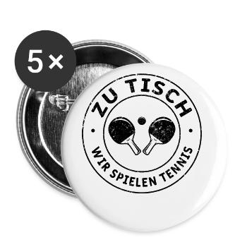 Pingpong Zu Tisch Wir Spielen Tischtennis Tischten - Buttons groß 56 mm (5er Pack) - Weiß - Vorne