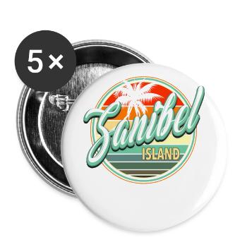 Vacances d’été à la plage - Île de Sanibel - Lot de 5 grands badges (56 mm) - blanc - Devant