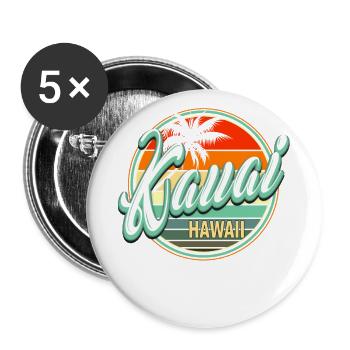 Summer Beach Holiday - Kauai Hawaii - Buttons large 2.2''/56 mm (5-pack) - white - Front