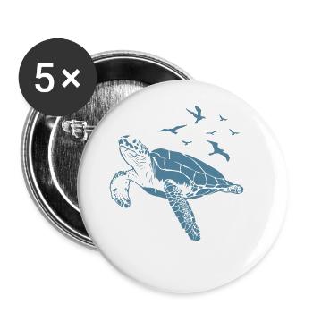 Turtle in the water with birds in the sky - Buttons large 2.2''/56 mm (5-pack) - white - Front