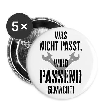 Heimwerker Was Nicht Passt Wird Passend Gemacht Ha - Buttons groß 56 mm (5er Pack) - Weiß - Vorne