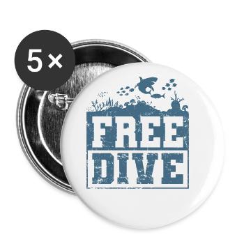 Apnoetauchen im Ozean Free Dive - Buttons groß 56 mm (5er Pack) - Weiß - Vorne