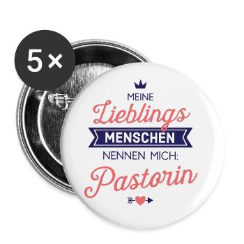 Lieblingsmenschen Pastorin Geschenk Spruch - Buttons groß 56 mm (5er Pack) - Weiß - Vorne