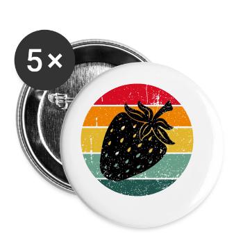 Vintage Retro Strawberry Fruit Fruit Strawberries - Buttons large 2.2''/56 mm (5-pack) - white - Front