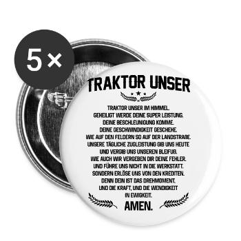 Traktor Unser Landwirtschaft Trecker Bauernhof Fel - Buttons groß 56 mm (5er Pack) - Weiß - Vorne